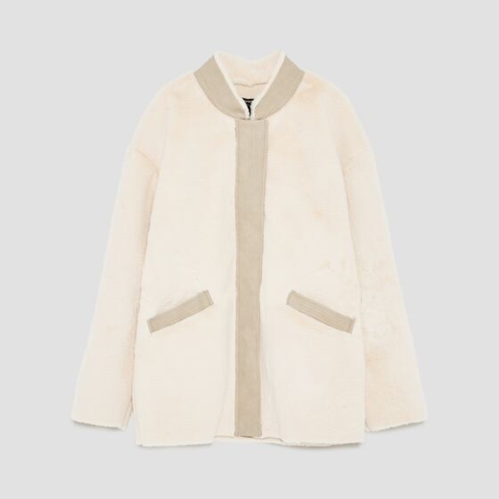 GORGEOUS & SOFT Cream Fur & Taupe Suede Jacket